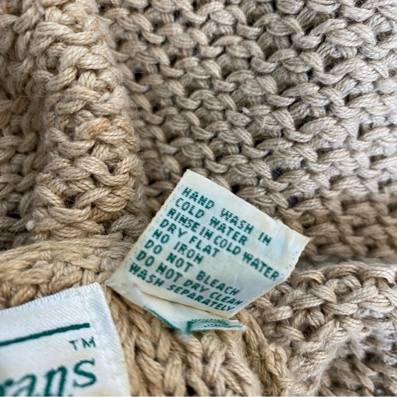 Shenanigans vintage sweater Large Appliquéd Flowers Beige Taupe Pink Blue Green - Picture 8 of 10